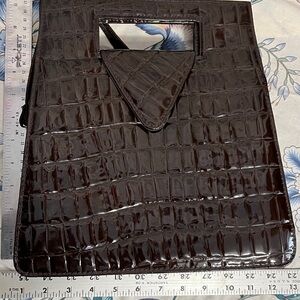 Elegant Brown Crocodile-Embossed  Bag